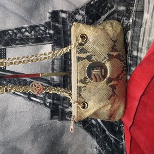 DKNY animal print leather bag